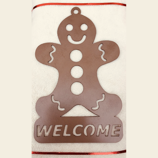 Welcome Gingerbread Metal Door Hanger or Wall Art