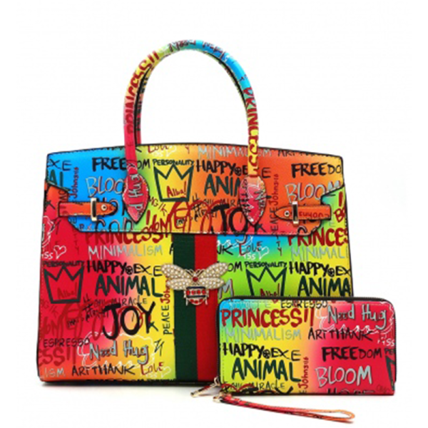 2 in 1 Free Spirit Graffiti Handbag set