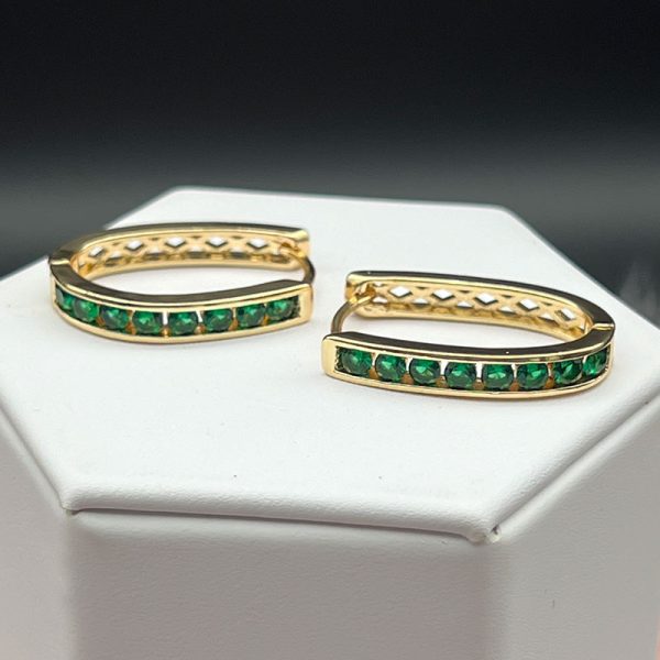 Emerald Gold Hoop Earrings