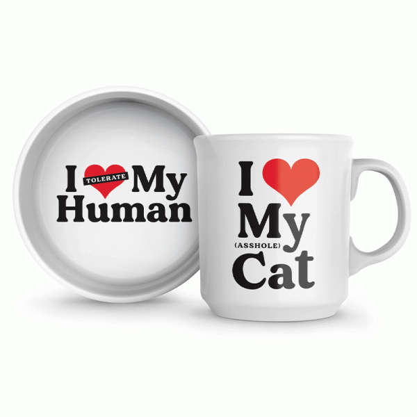 I Heart My Cat Mug & Cat Bowl Set