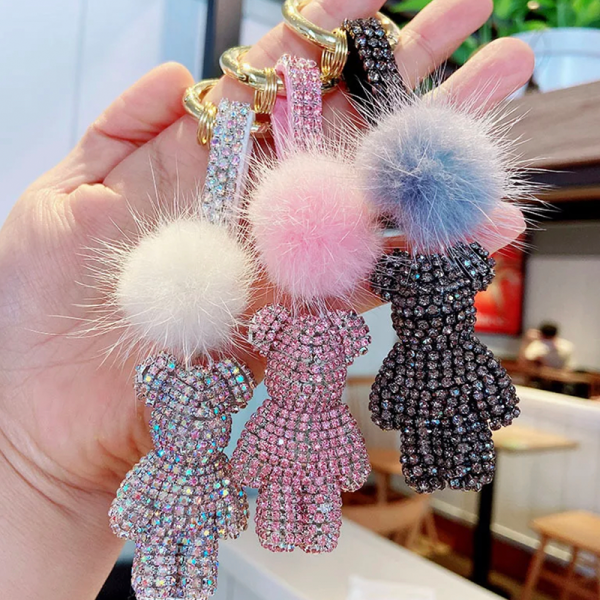 Glitter Teddy Bear Keychain