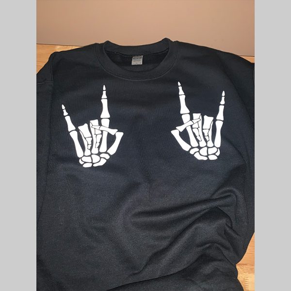 Rock on skeleton hands crewneck