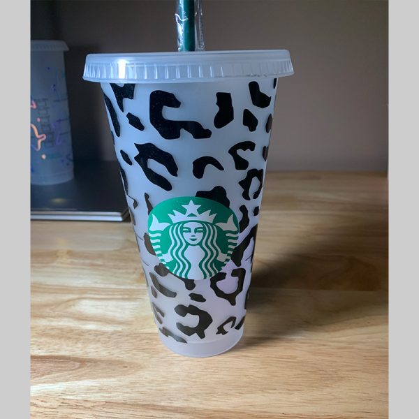 Black leopard Starbucks cup