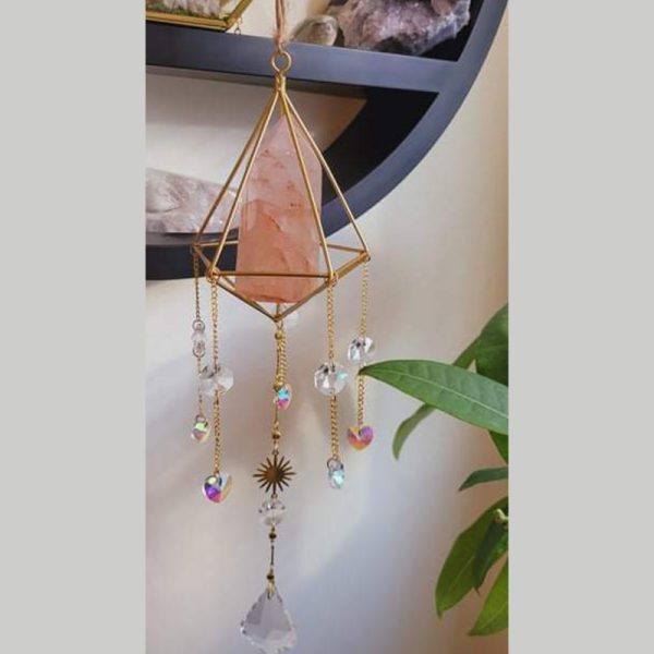 strawberry quartz crystal suncatcher