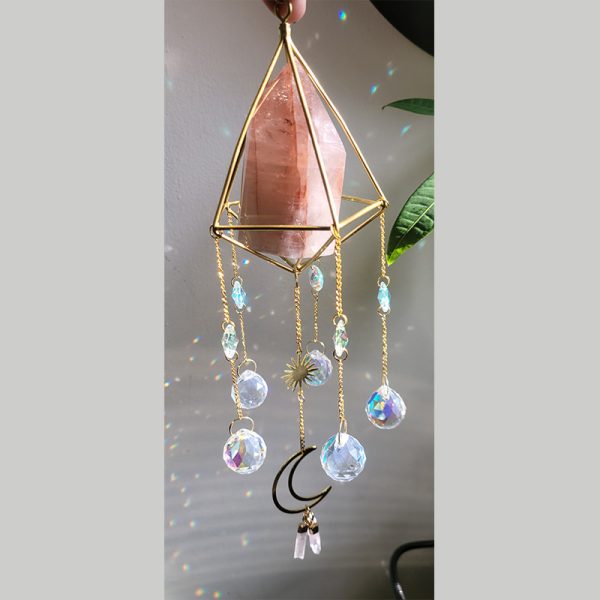 Strawberry quartz suncatcher