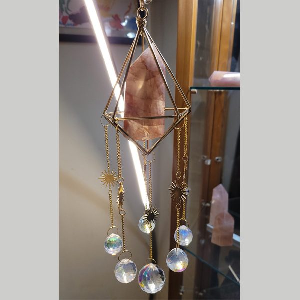 Strawberry quartz suncatcher