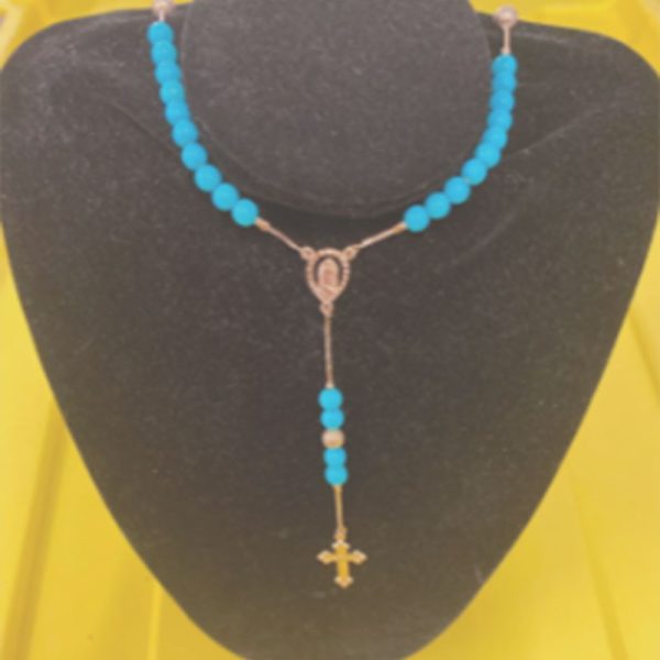 Blue Stone & Gold Rosary