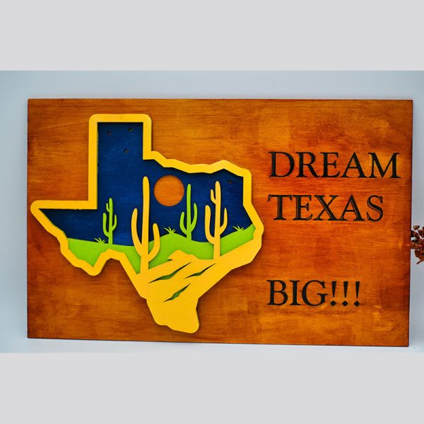 Texas state map sign