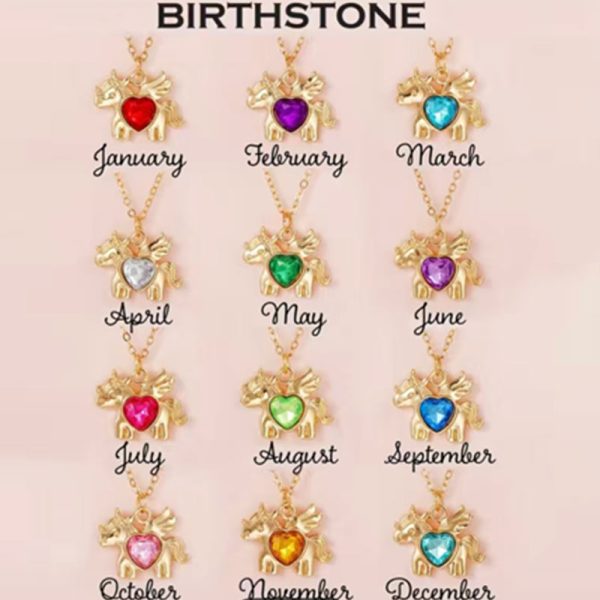 Unicorn birthstone necklace