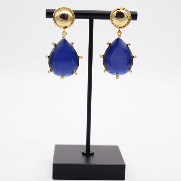 Gold Capri Blue Teardrop Earrings