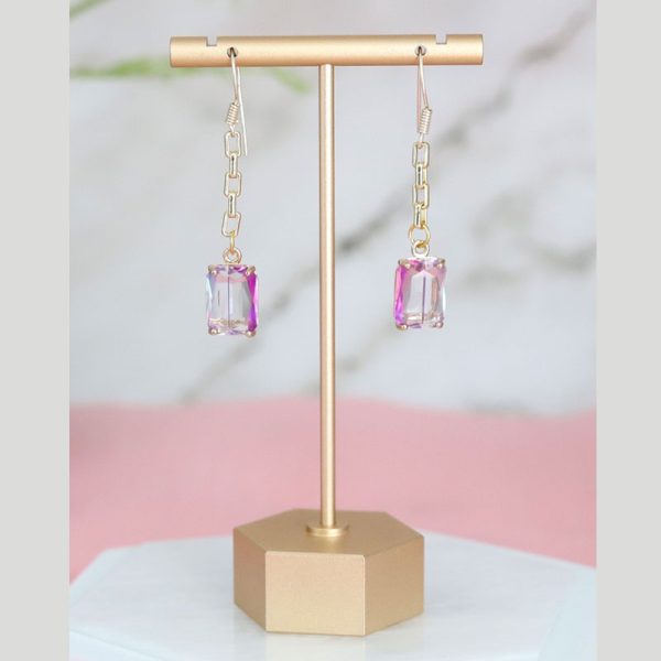 Dangling Pink CZ Earrings